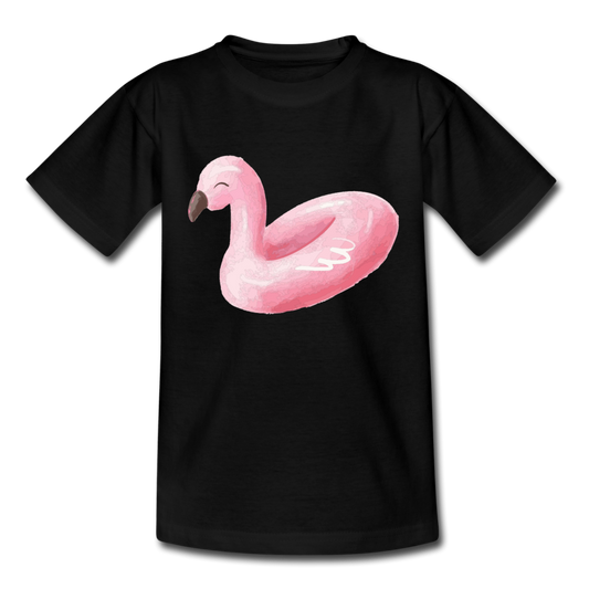 Kinder T-Shirt "Flamingo-Wasserreifen" - Schwarz