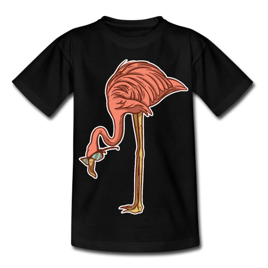 Kinder T-Shirt "Flamingo mit Sonnenbrille" - Schwarz