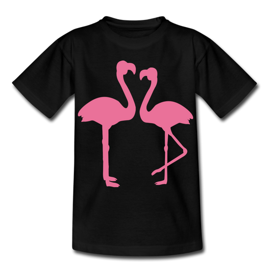 Kinder T-Shirt "2 Flamingos" - Schwarz
