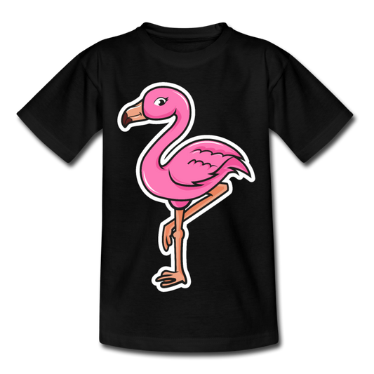 Kinder T-Shirt "Niedlicher Flamingo" - Schwarz