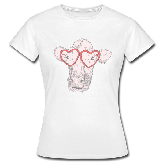 Frauen T-Shirt "Kuh mit Brille" - Weiß