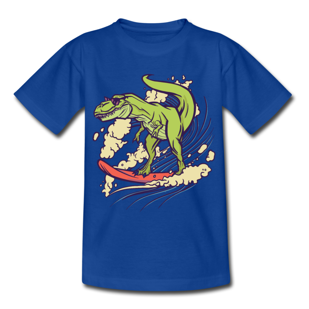 Kinder T-Shirt "Surfender Dinosaurier" - Royalblau