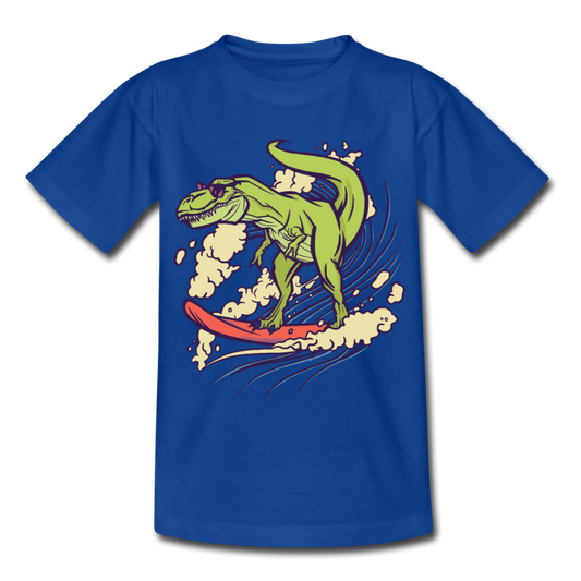 Kinder T-Shirt "Surfender Dinosaurier" - Royalblau