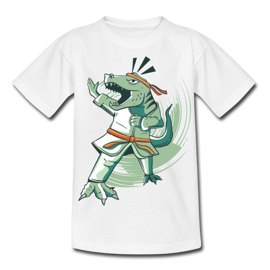 Kinder T-Shirt "Karate-Dinosaurier" - Weiß