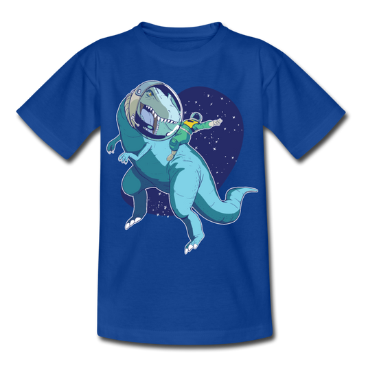 Kinder T-Shirt "Astronaut mit Dinosaurier" - Royalblau