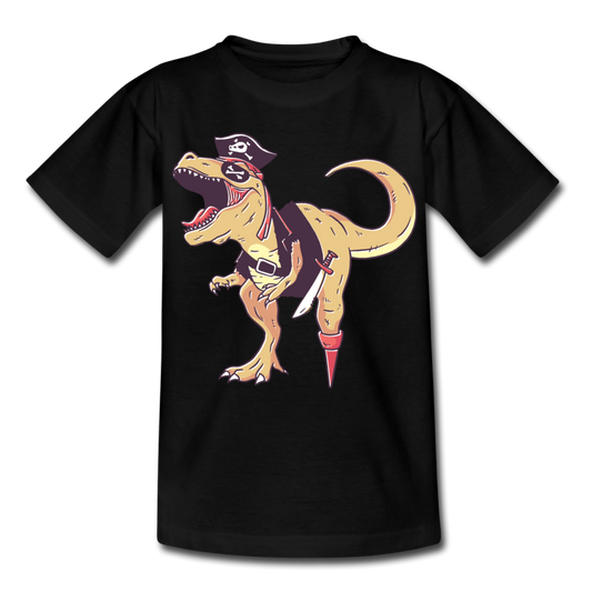 Kinder T-Shirt "Dinosaurier-Pirat" - Schwarz