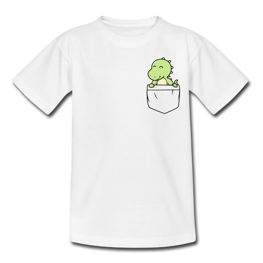 Kinder T-Shirt "Dinosaurier in Brusttaschen-Optik" - Weiß