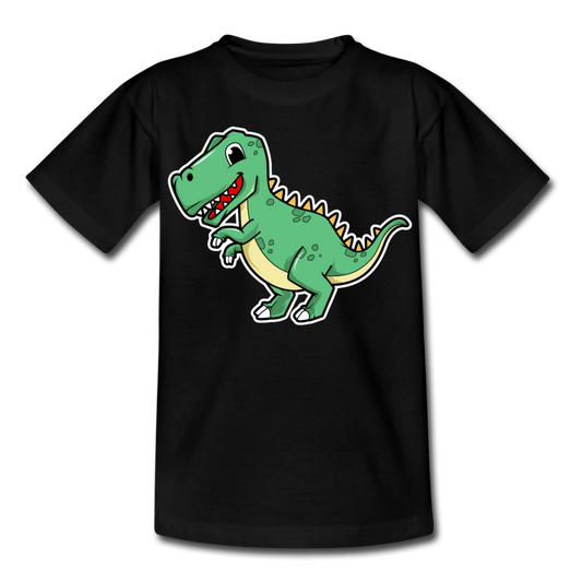 Kinder T-Shirt "Lächelnder Dinosaurier" - Schwarz