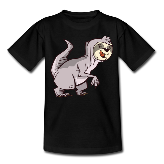 Kinder T-Shirt "Dinosaurier-Faultier" - Schwarz