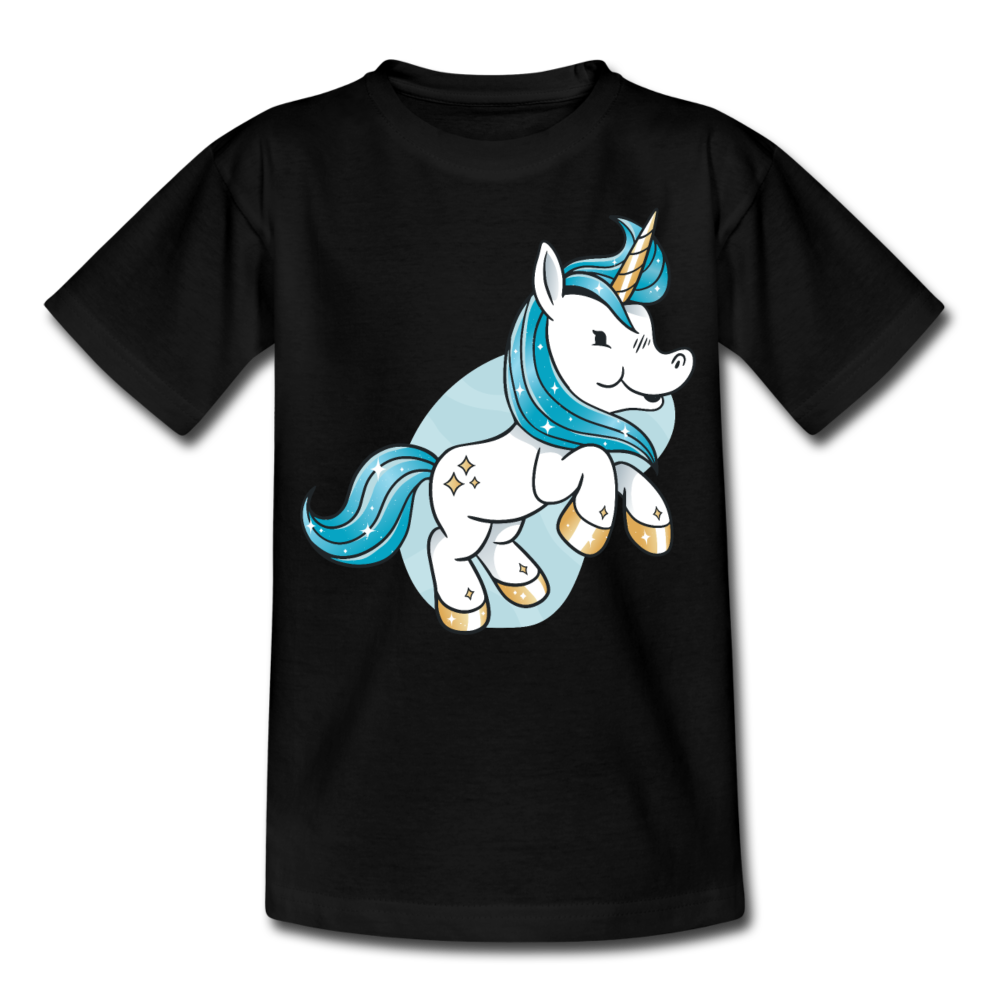 Kinder T-Shirt "Süßes Einhorn" - Schwarz