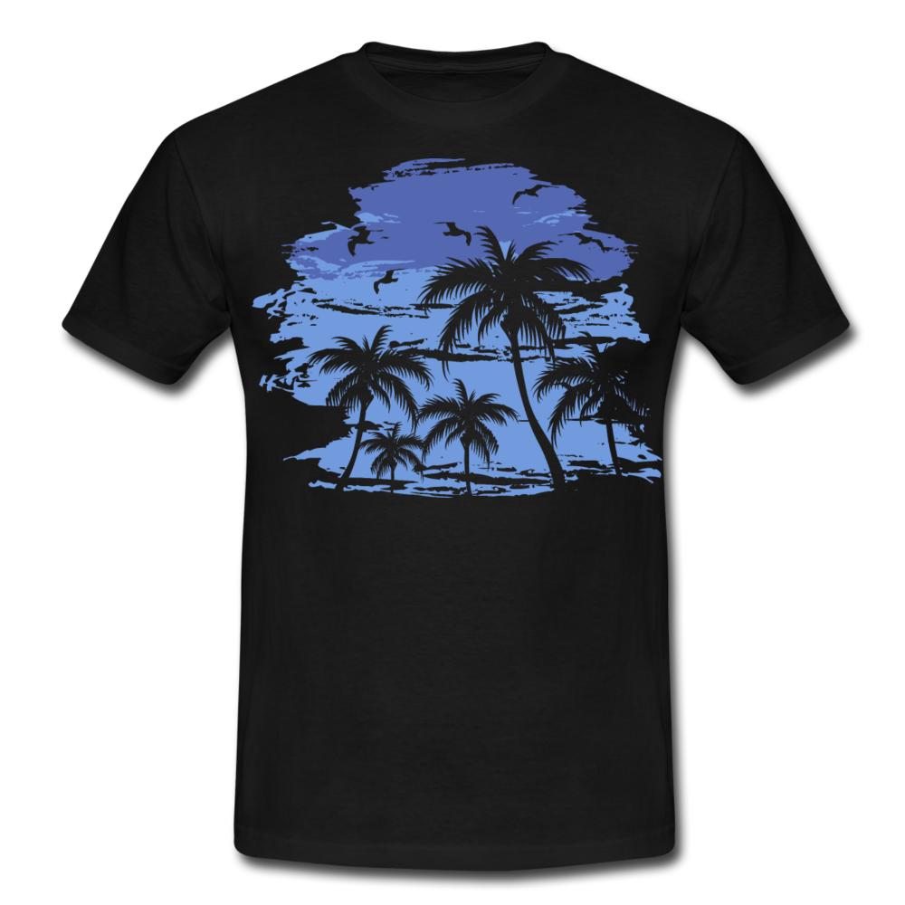 Männer T-Shirt "Palmenmotiv" - Schwarz