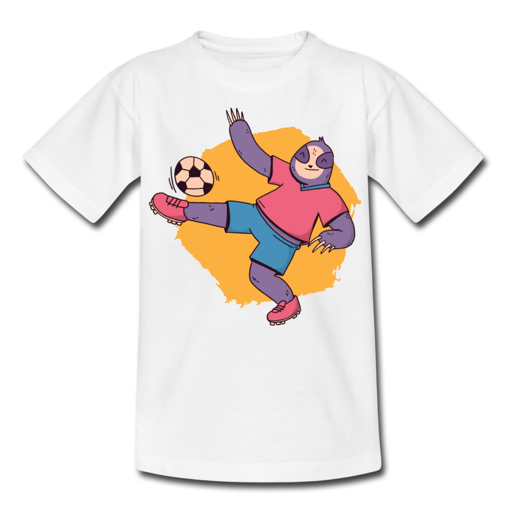 Kinder T-Shirt "Fußball-Faultier" - Weiß