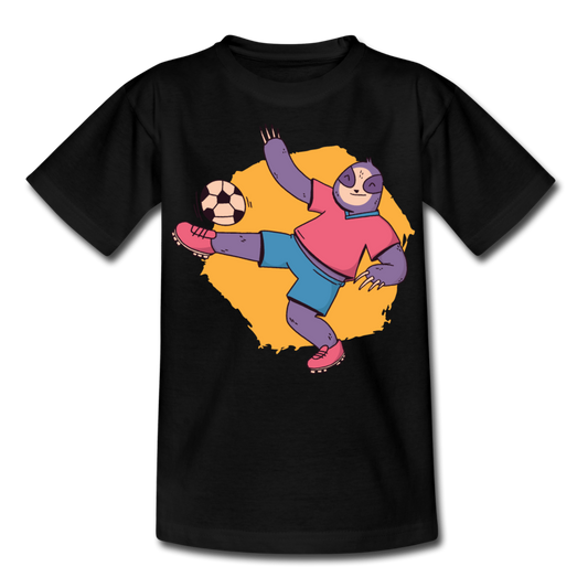 Kinder T-Shirt "Fußball-Faultier" - Schwarz