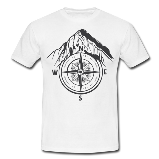 Männer T-Shirt "Berg mit Kompass" - Weiß
