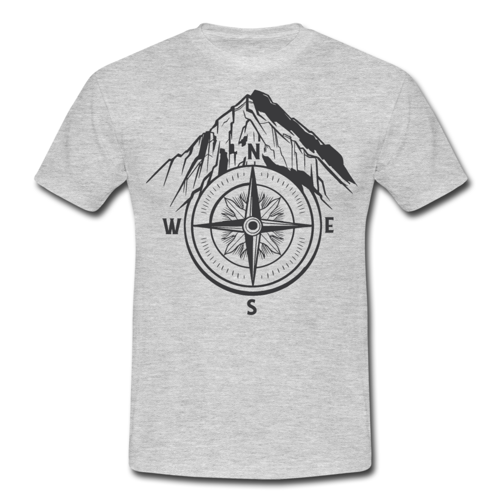 Männer T-Shirt "Berg mit Kompass" - Grau meliert