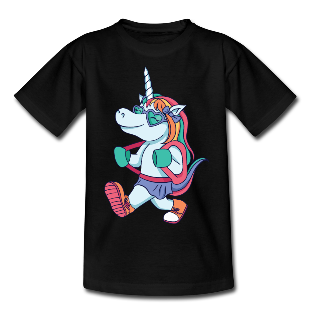 Kinder T-Shirt "Schulkind-Einhorn" - Schwarz