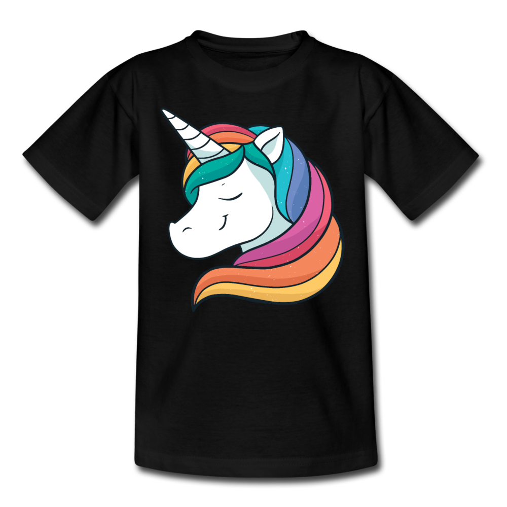 Kinder T-Shirt "Glückliches Einhorn" - Schwarz