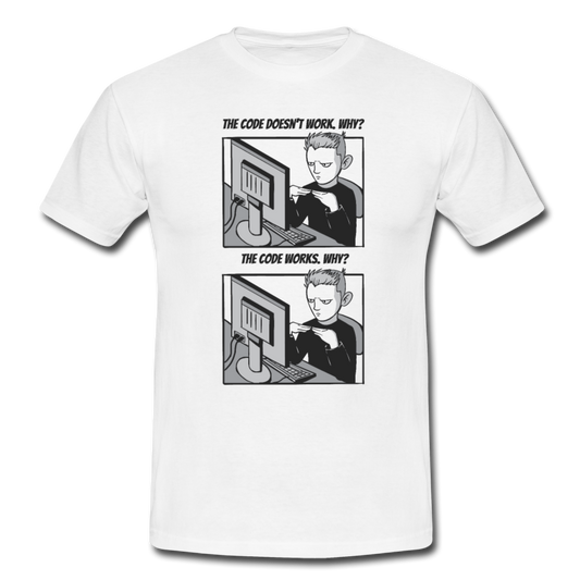 Männer T-Shirt mit lustigem Programmierer-Motiv - Weiß