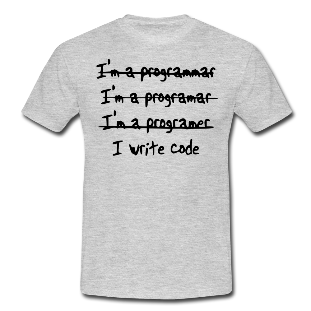 Männer T-Shirt "I write code" - Grau meliert