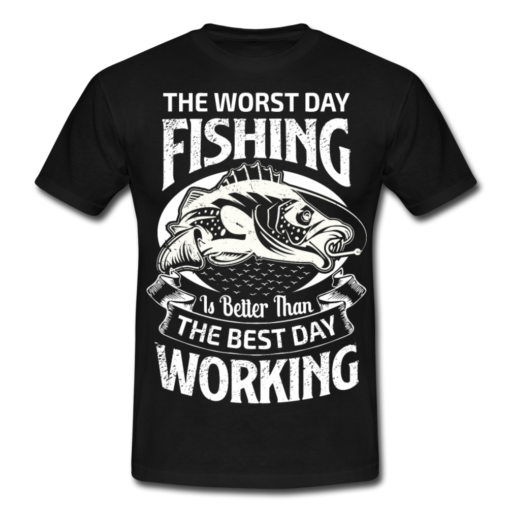 Männer T-Shirt "The worst day fishing..." - Schwarz