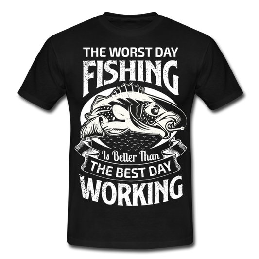 Männer T-Shirt "The worst day fishing..." - Schwarz