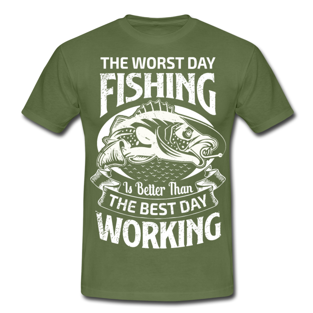 Männer T-Shirt "The worst day fishing..." - Militärgrün