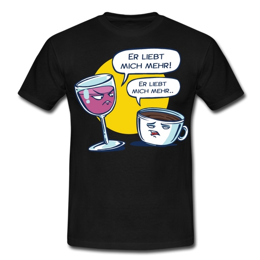 Männer T-Shirt "Wein und Kaffee" - Schwarz