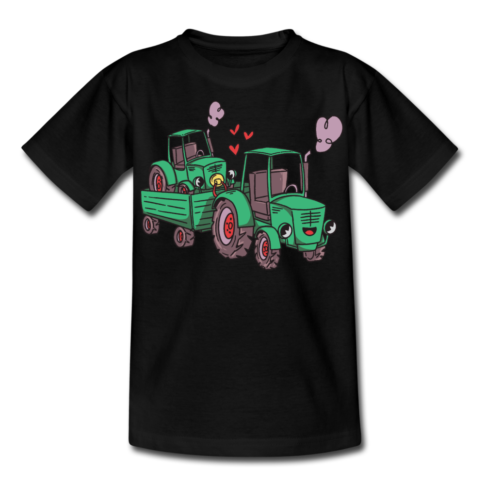 Kinder T-Shirt "Traktor-Familie" - Schwarz