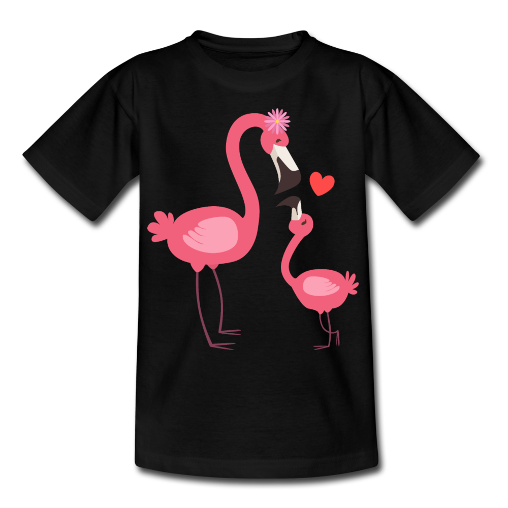 Kinder T-Shirt "Flamingo Familie" - Schwarz