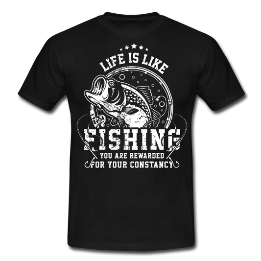 Männer T-Shirt "Life is like fishing" - Schwarz