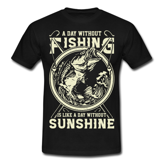 Männer T-Shirt "A day without fishing is like a day..." - Schwarz
