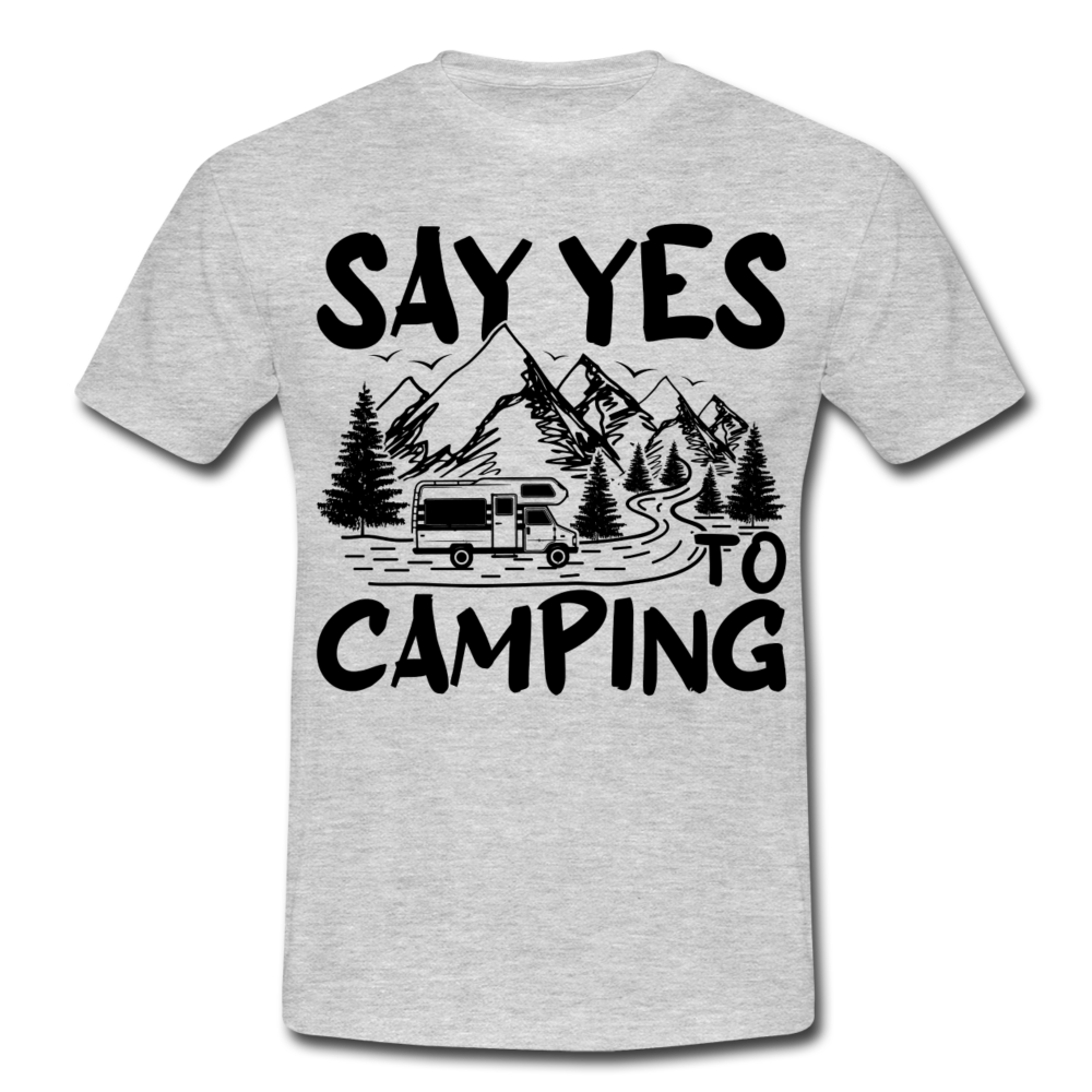 Männer T-Shirt "Say yes to camping" - Grau meliert