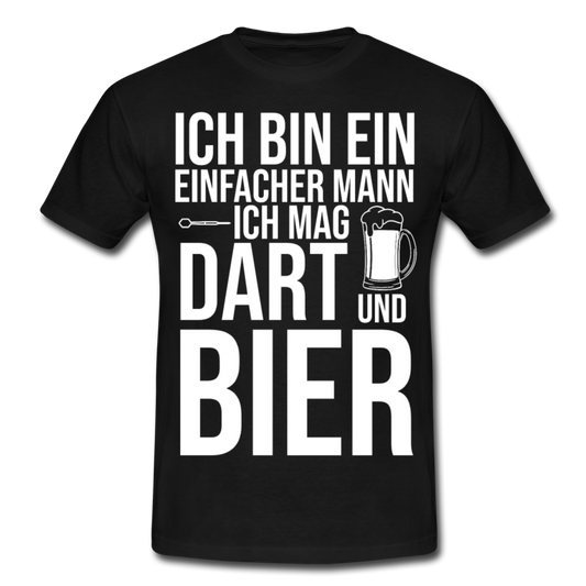 Männer T-Shirt "Ich bin ein einfacher Mann - Ich mag Dart und Bier" - Schwarz