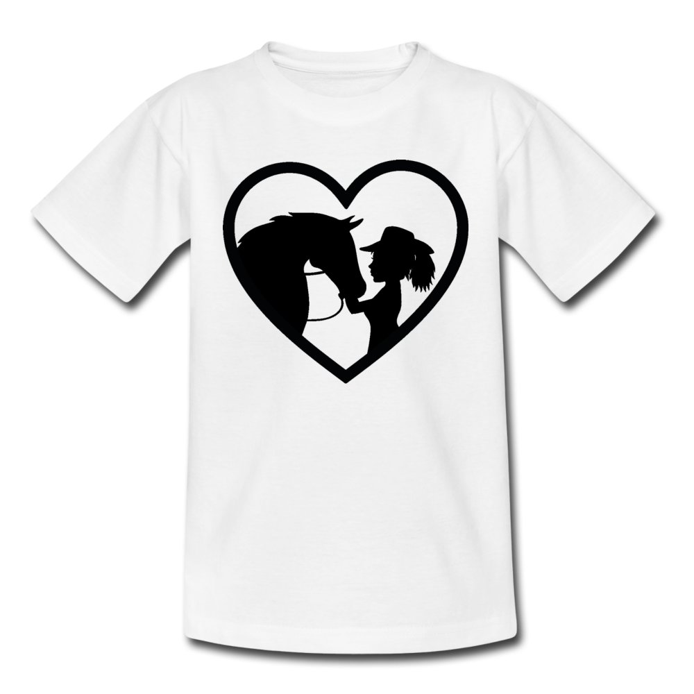 Kinder T-Shirt "Mädchen mit Pferd im Herzen" - Weiß