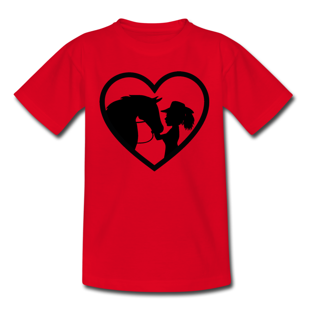 Kinder T-Shirt "Mädchen mit Pferd im Herzen" - Rot