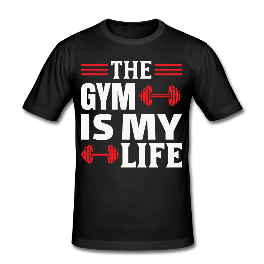 Männer Slim Fit T-Shirt "The gym is my life" - Schwarz