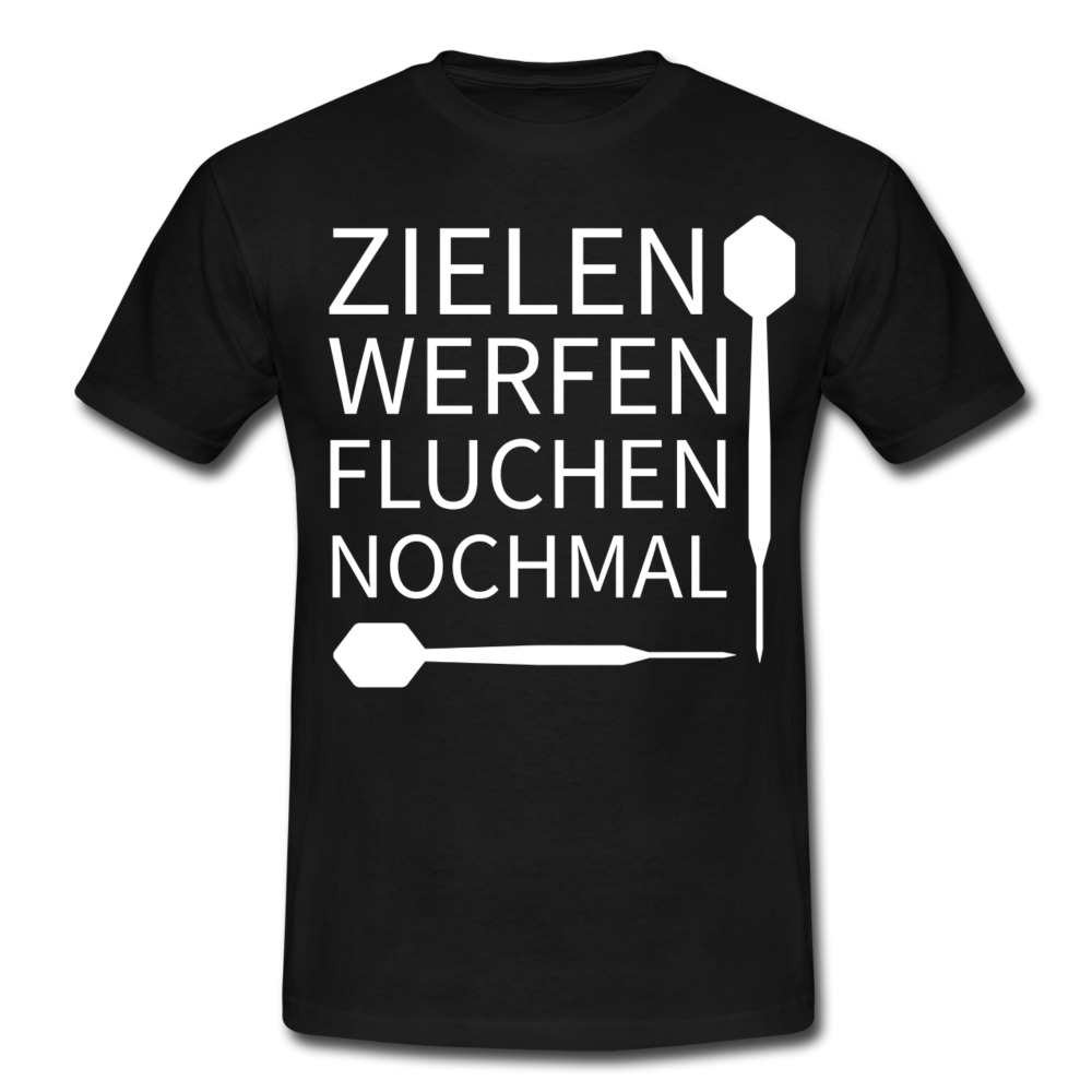 Männer T-Shirt "Zielen Werfen Fluchen Nochmal" - Schwarz