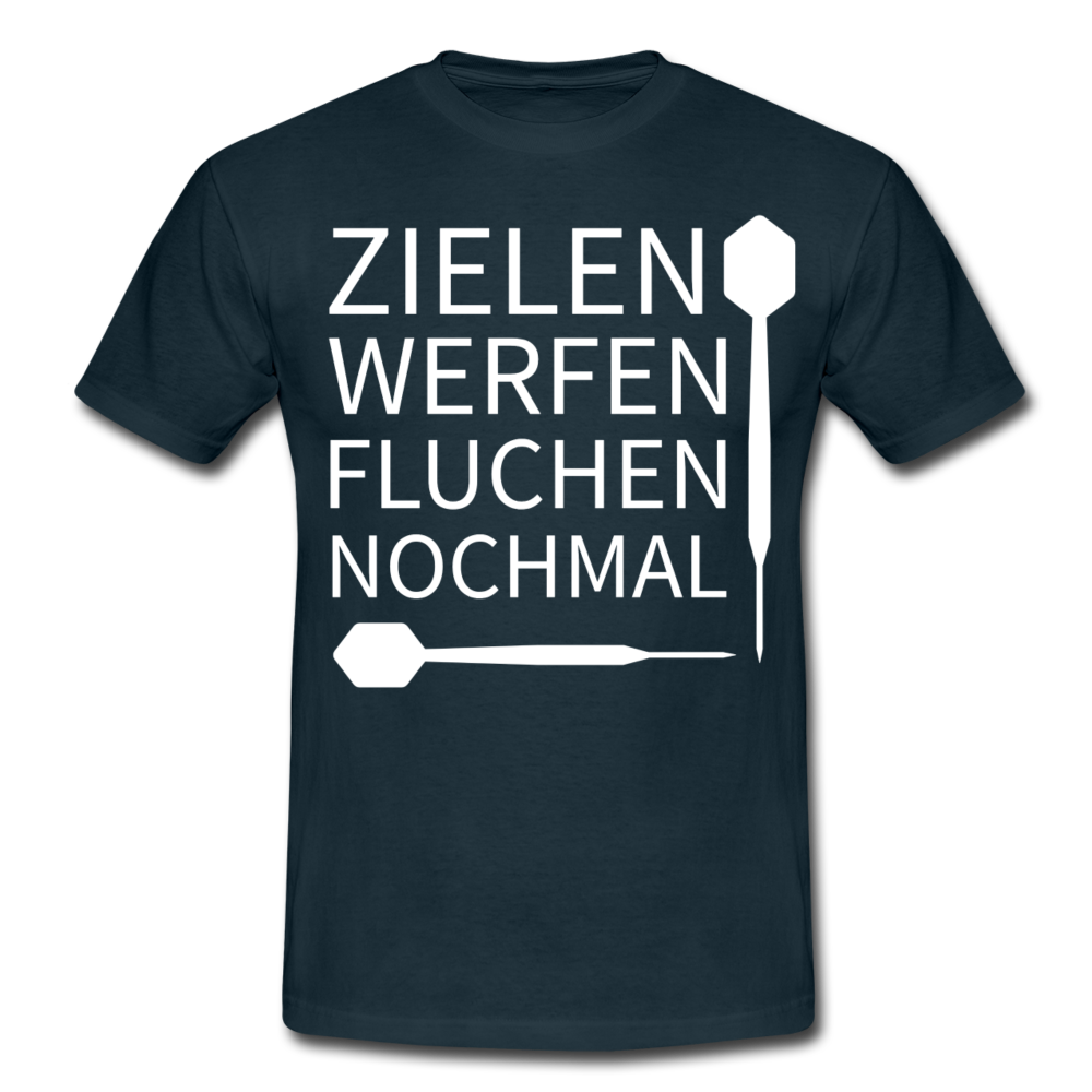 Männer T-Shirt "Zielen Werfen Fluchen Nochmal" - Navy