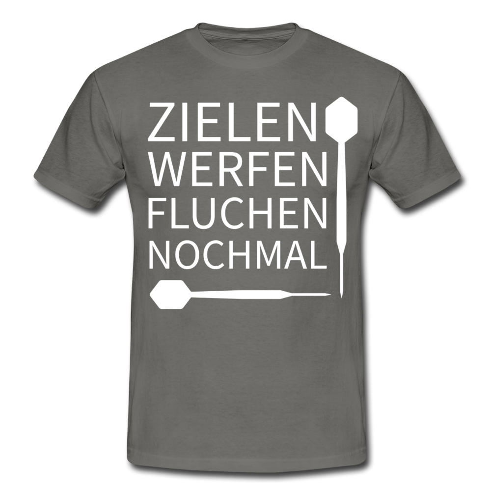 Männer T-Shirt "Zielen Werfen Fluchen Nochmal" - Graphit