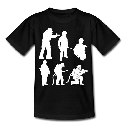 Kinder T-Shirt "Feuerwehrmänner" - Schwarz