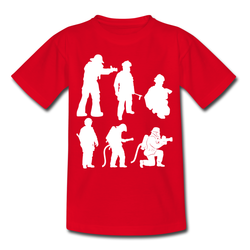 Kinder T-Shirt "Feuerwehrmänner" - Rot