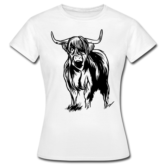 Frauen T-Shirt "Schottisches Hochlandrind" - Weiß