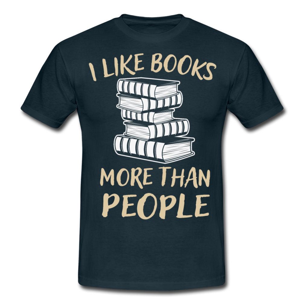 Männer T-Shirt "I like books more than people" - Navy