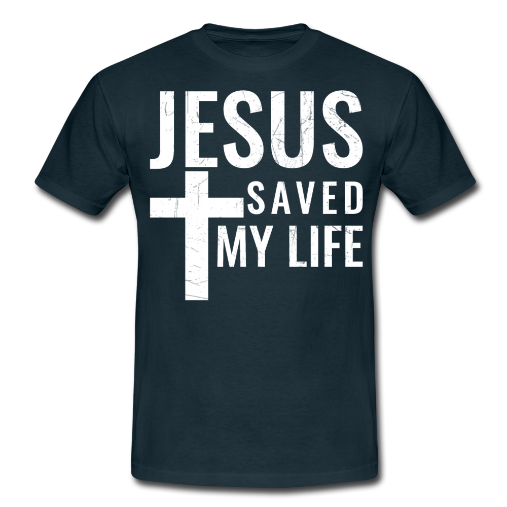Männer T-Shirt "Jesus saved my life" - Navy