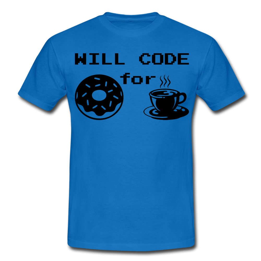 Männer T-Shirt "Will code for ..." - Royalblau