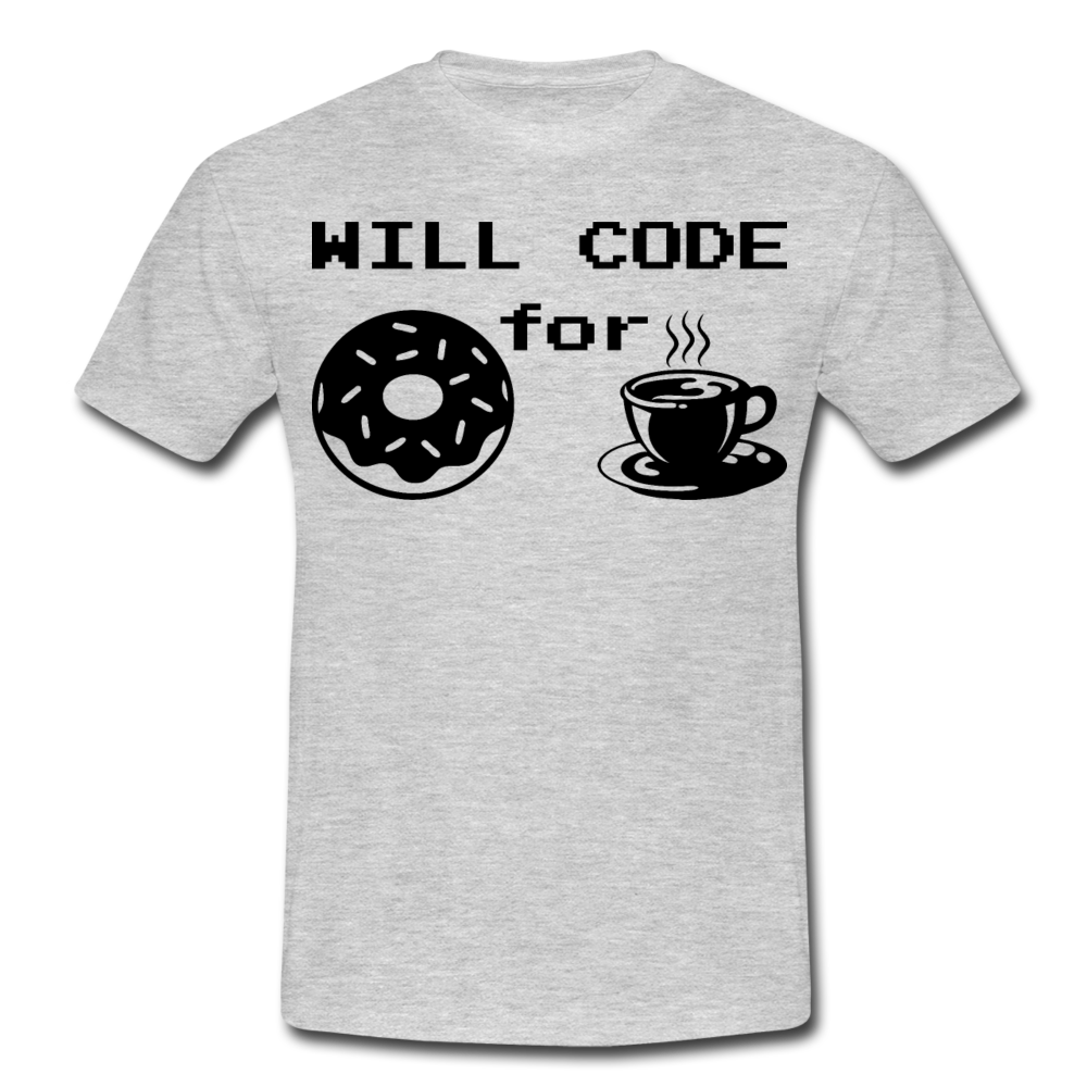 Männer T-Shirt "Will code for ..." - Grau meliert