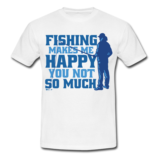 Männer T-Shirt "Fishing makes me happy" - Weiß