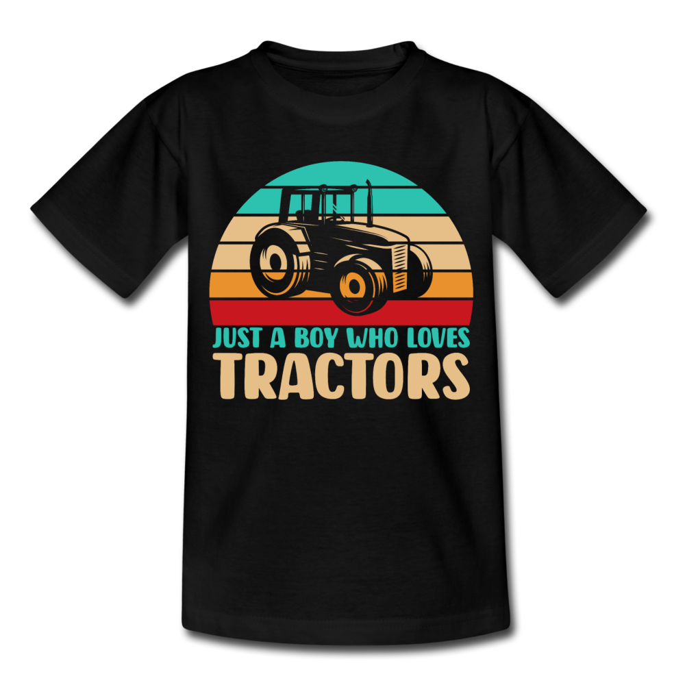 Kinder T-Shirt "Just a boy who loves tractors" - Schwarz