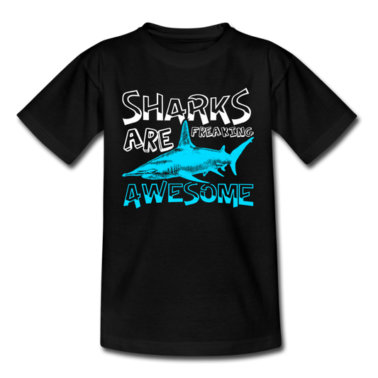 Kinder T-Shirt "Sharks are freaking awesome" - Schwarz