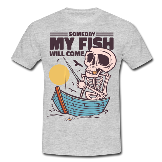 Männer T-Shirt "Someday my fish will come" - Grau meliert